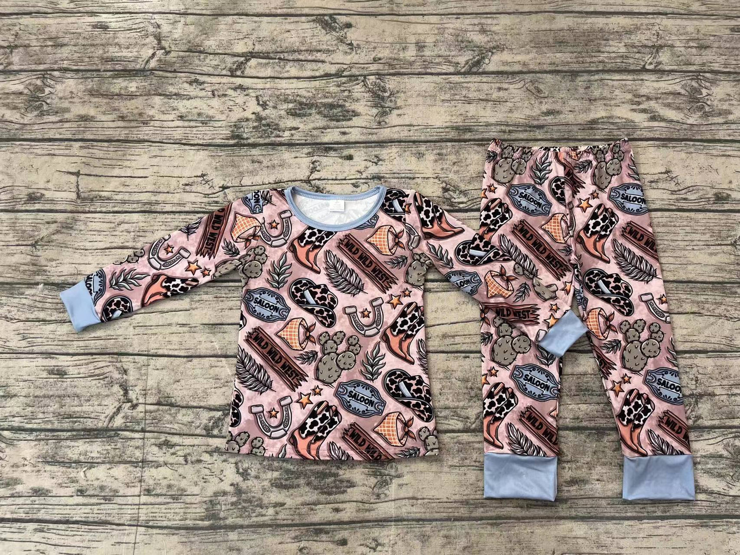 BAMBOO BLP0878 western rodeo long sleeve girl pajamas outfit 202409 sibling rts