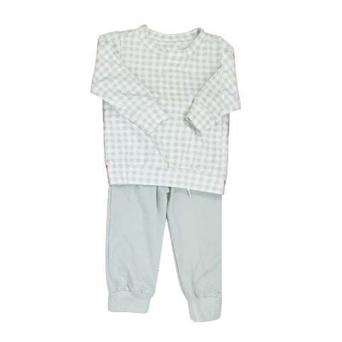 plaid sibling green BLP0888 long sleeve boy pajamas outfit 202408 preorder