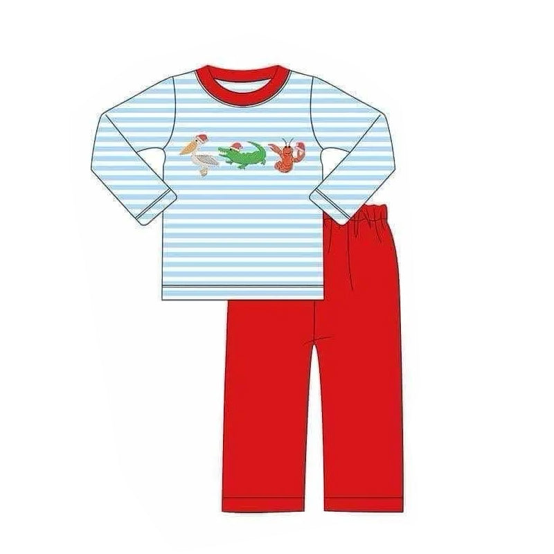 BLP0894 CUSTOM MOQ3 Christmas alligator cray fish boy pajamas outfit 202408