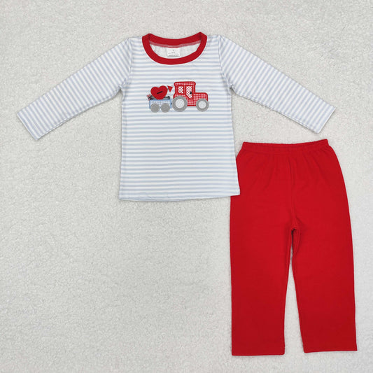 BLP0932 embroidery love  boy pajamas outfit 202411 RTS
