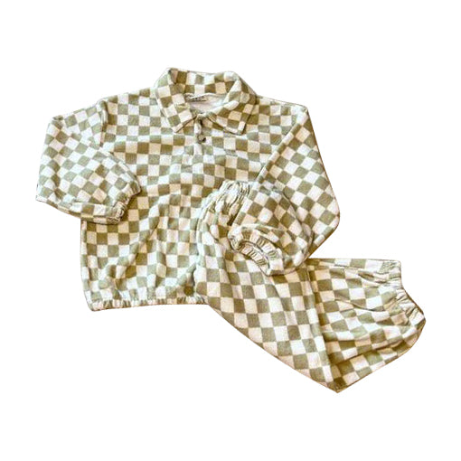 BLP0947 preorder checkerboard western farm boy pajamas outfit 202409