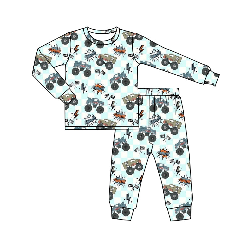 BLP1110 Monster Truck Boys Crash Cars boy pajamas outfit 202506 preorder