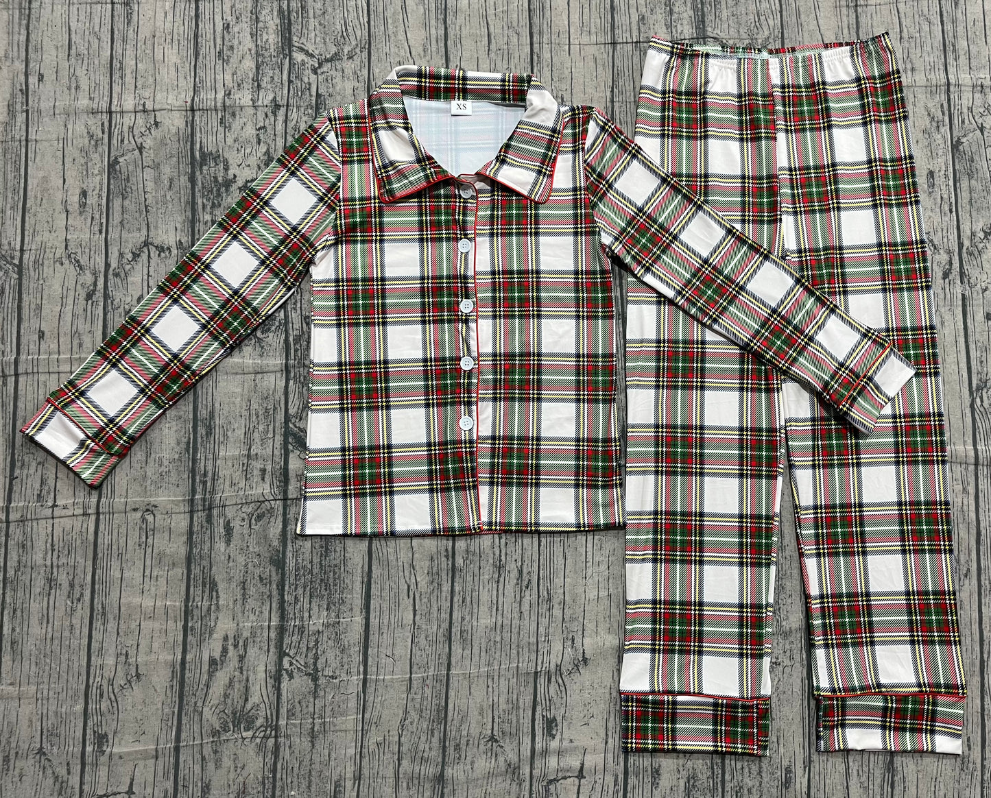 BLP1277 checkerboard Christmas adult men white red green black pajamas outfit 202510 preorder