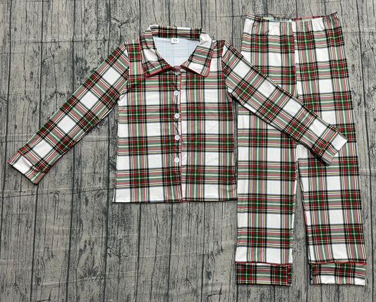 BLP1277 checkerboard Christmas adult men white red green black pajamas outfit 202510 preorder