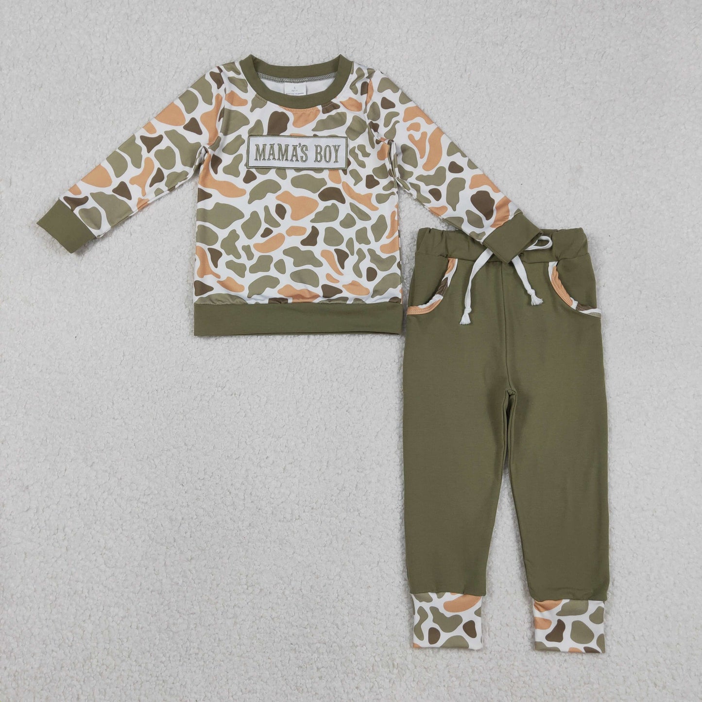 BLP1339 embroidery mama's boy camo sibling boy outfit 202511 RTS