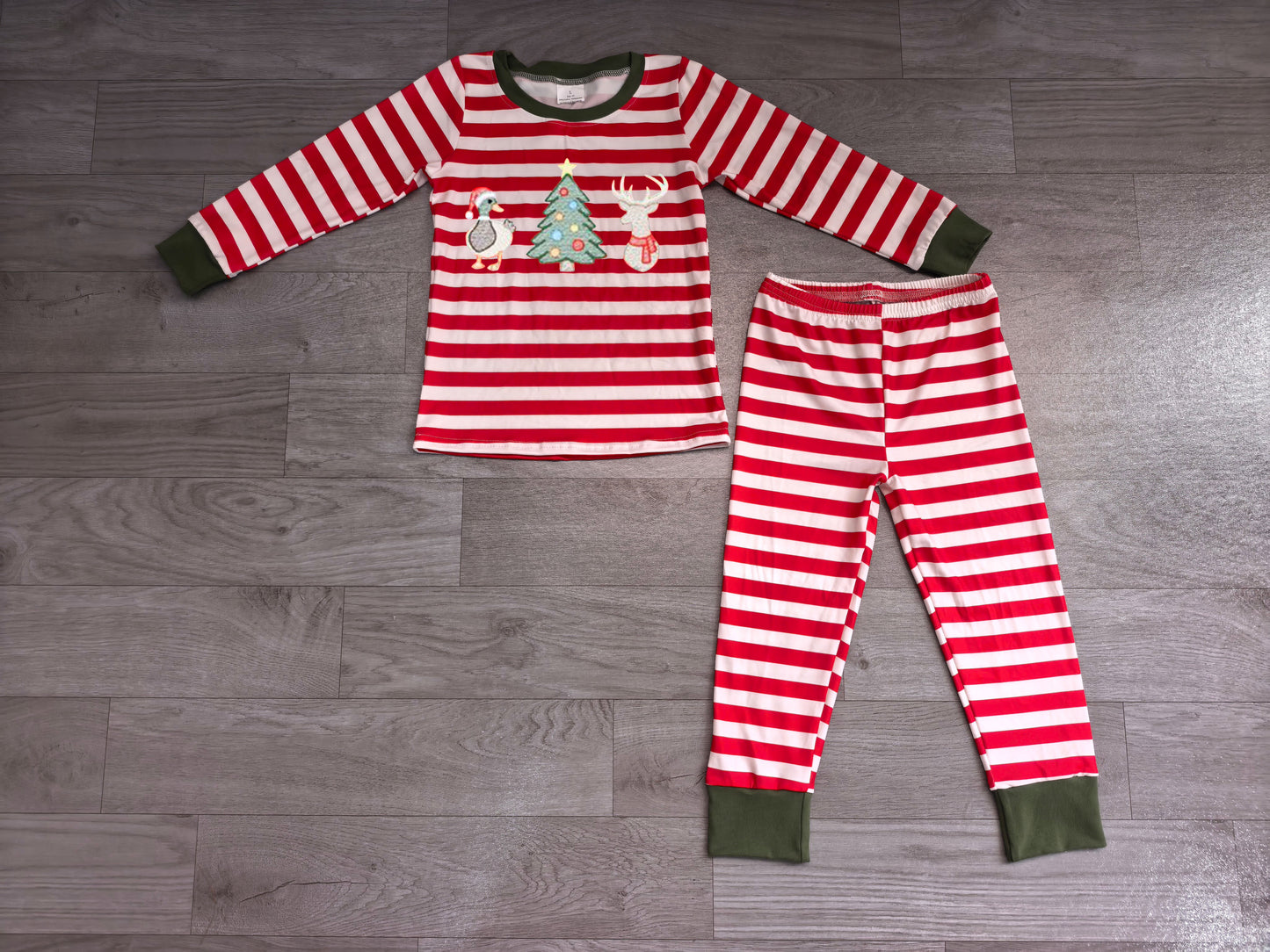 RTS BLP1497 Christmas Embroidery Stripe Long Sleeve Top Jogger Pants Girls Outfit 202608