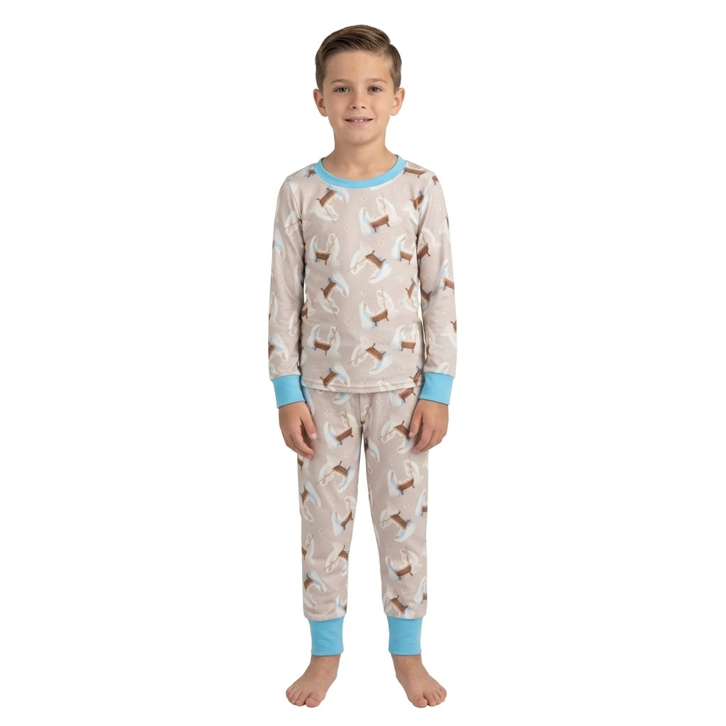 NO MOQ RTS BLP1535 Baby Girl Clothes Western Cowboy Horse Saddle Print Long Sleeve Top And Pant Pajama Set 202610