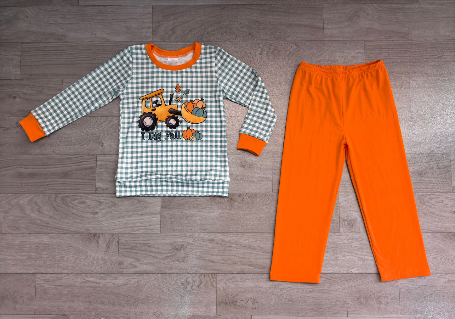 RTS BLP1542 Truck Print Plaid Long Sleeve Top Straight Pants Boys Outfit 202608