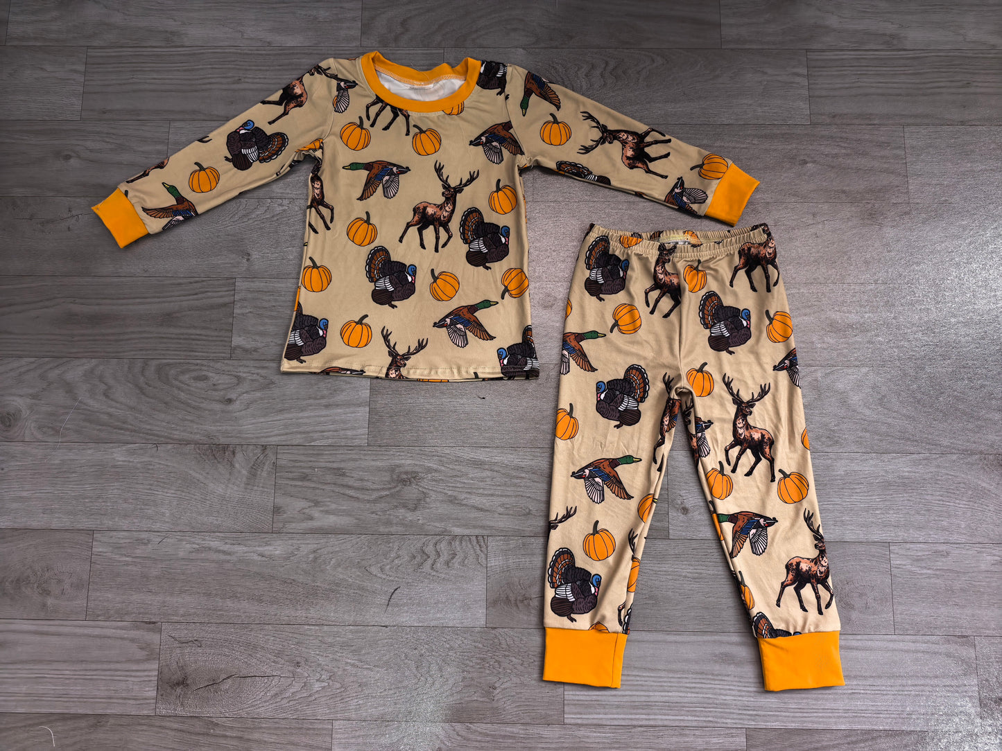 RTS BLP1556 Halloween Pumpkin Spider Print Kids Long Sleeve Top & Pants 2Pcs Outfit