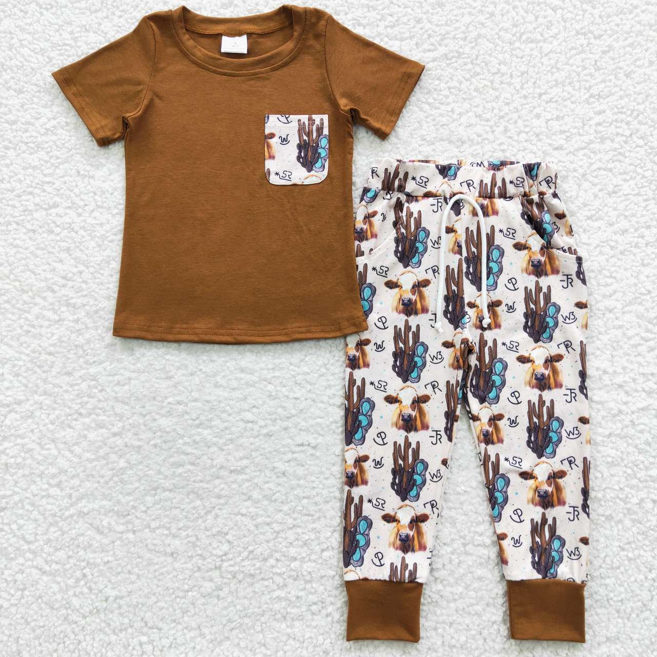promotion RTS BSPO0107 western horse fall spring short sleeve boy outfit preorder 20230517