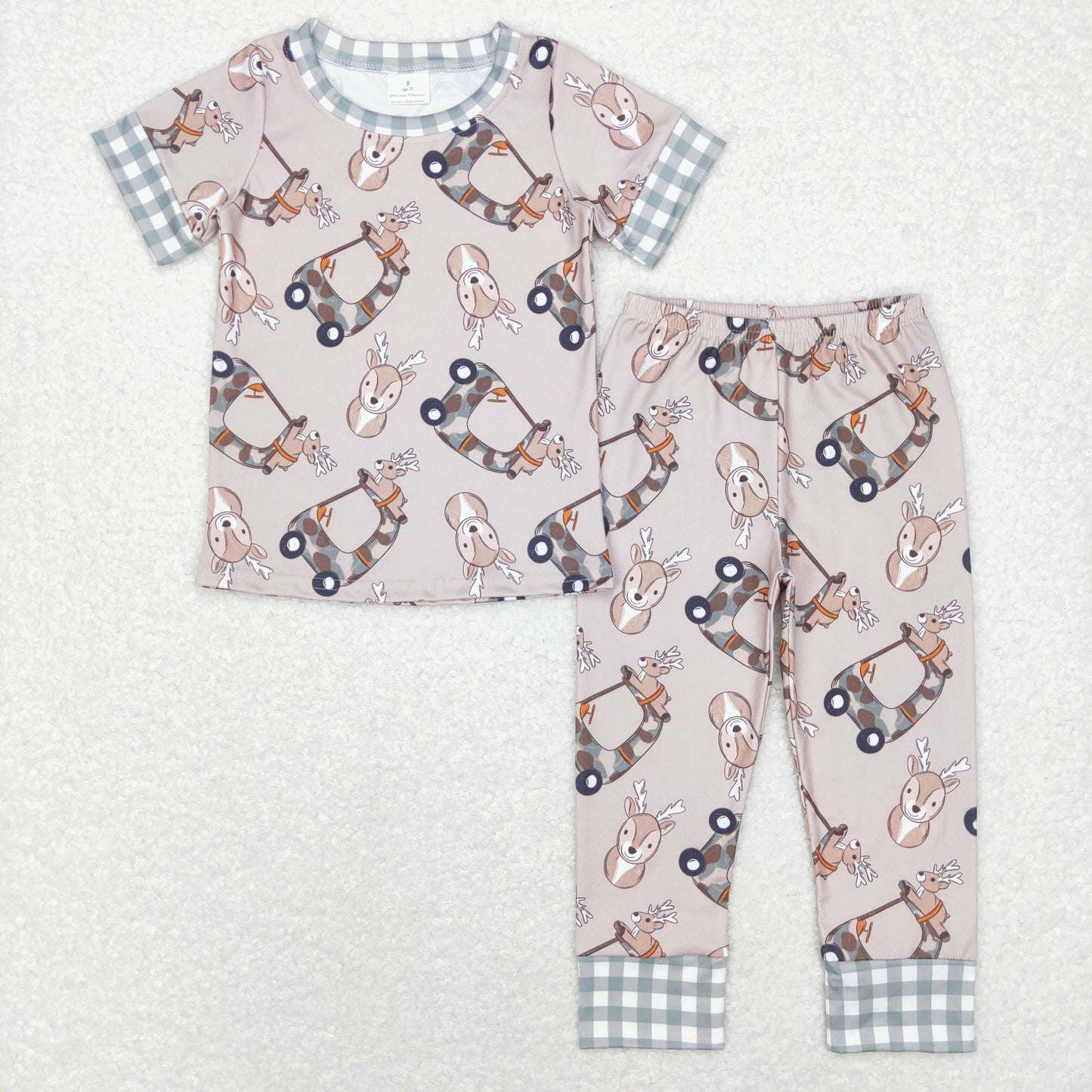 BSPO0242 RTS western short sleeve deer toy car boy pajamas outfit 202231130