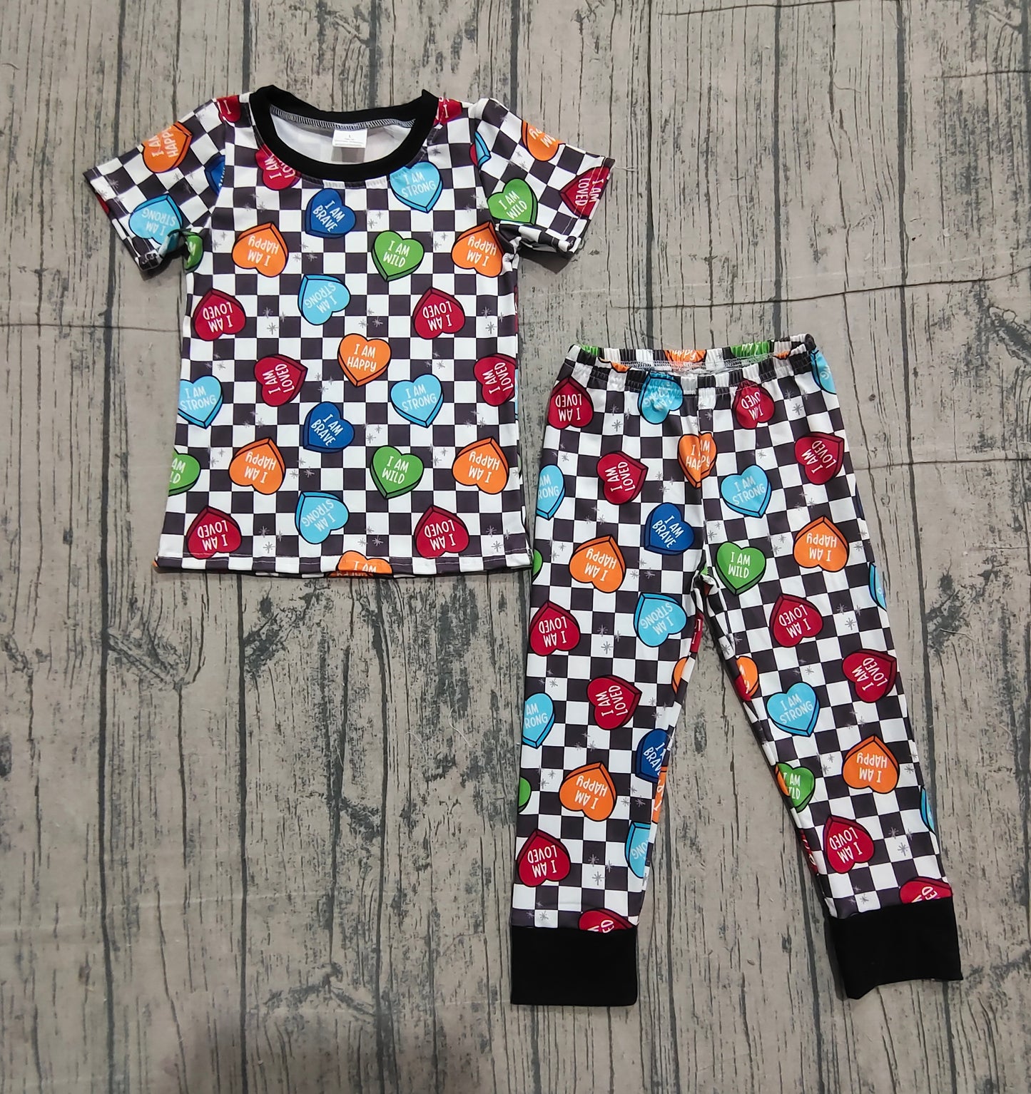 BSPO0490 Checkerboard love vanlentina boy shorts outfit 202409 preorder