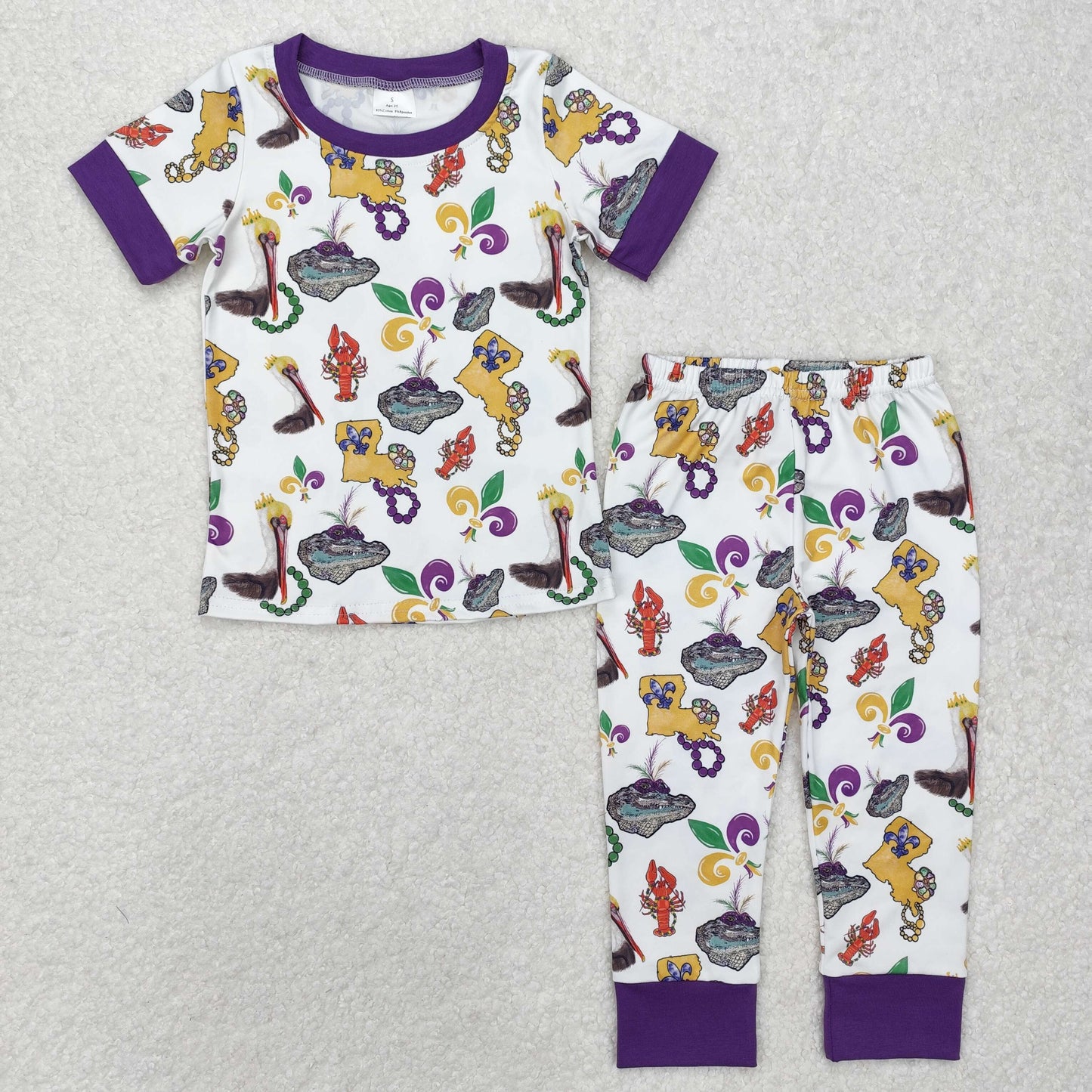 BSPO0546 Mardi Gras dinosaur boy pajamas outfit 202501 RTS