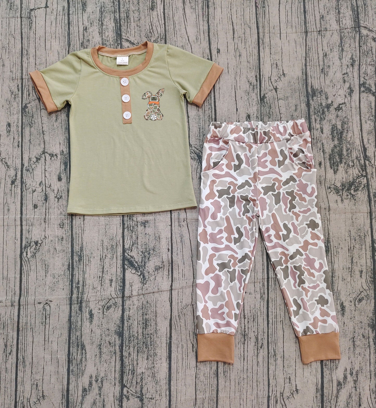 BSPO0603 embroidery camo rabbit western boy outfit 202509 preorder