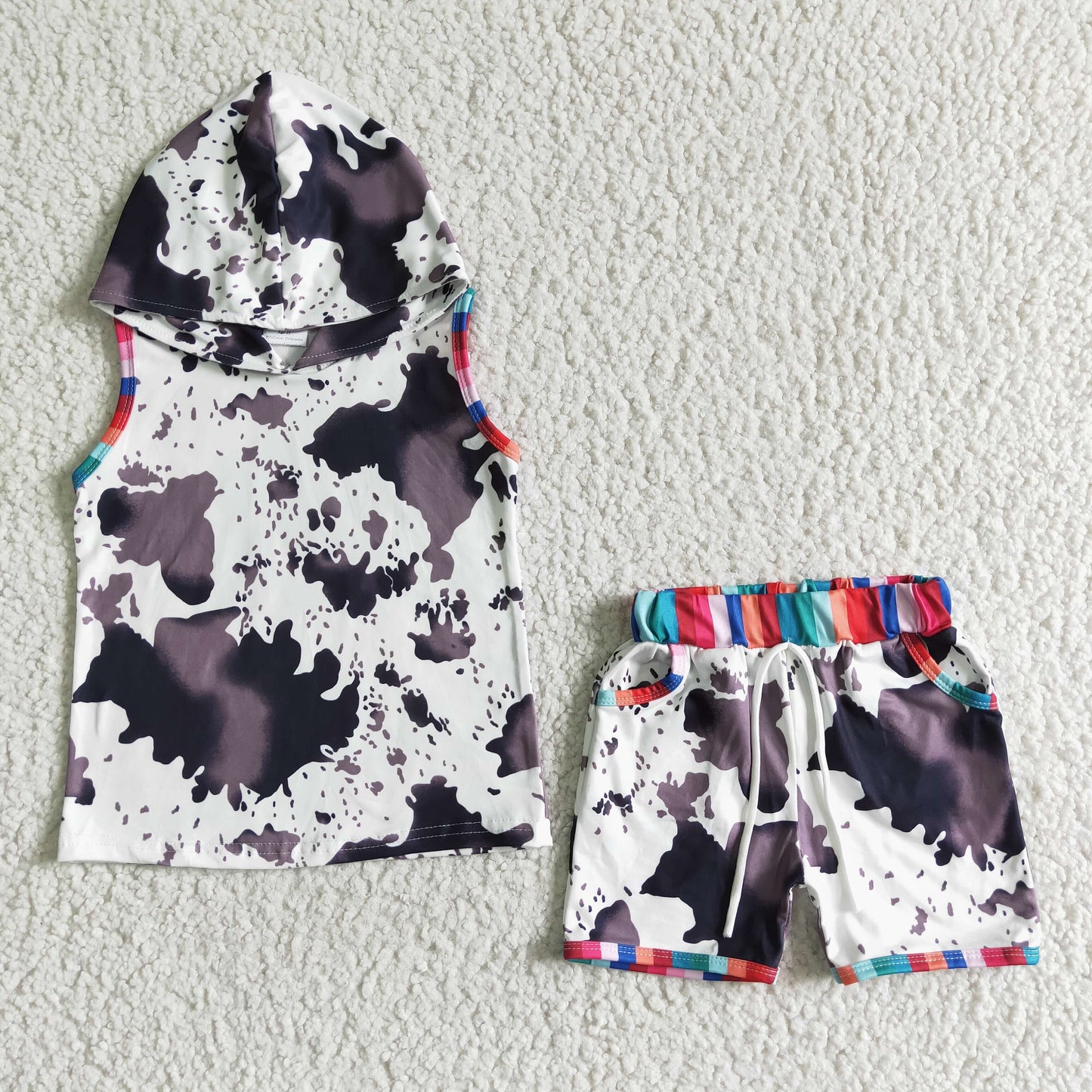 promotion BSSO0050 RTS cow print hoodies shorts boy outfit 202405 RTS