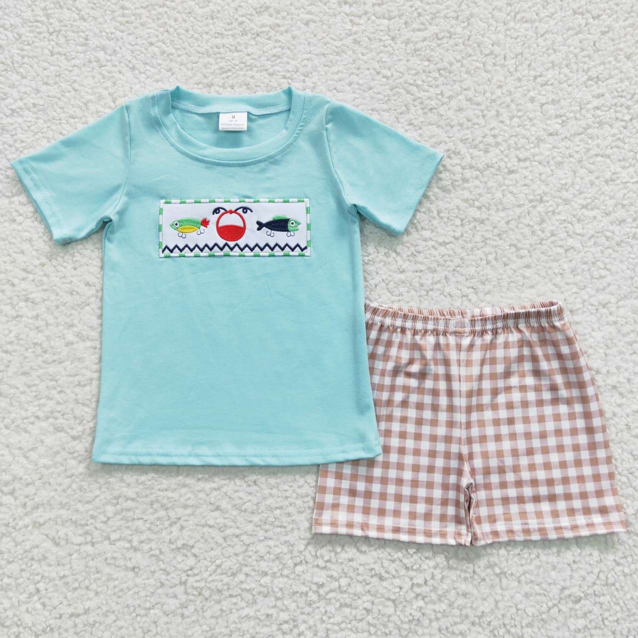 BSSO0262 embroidery short sleeve fish summer shorts boy outfit 20230516 RTS
