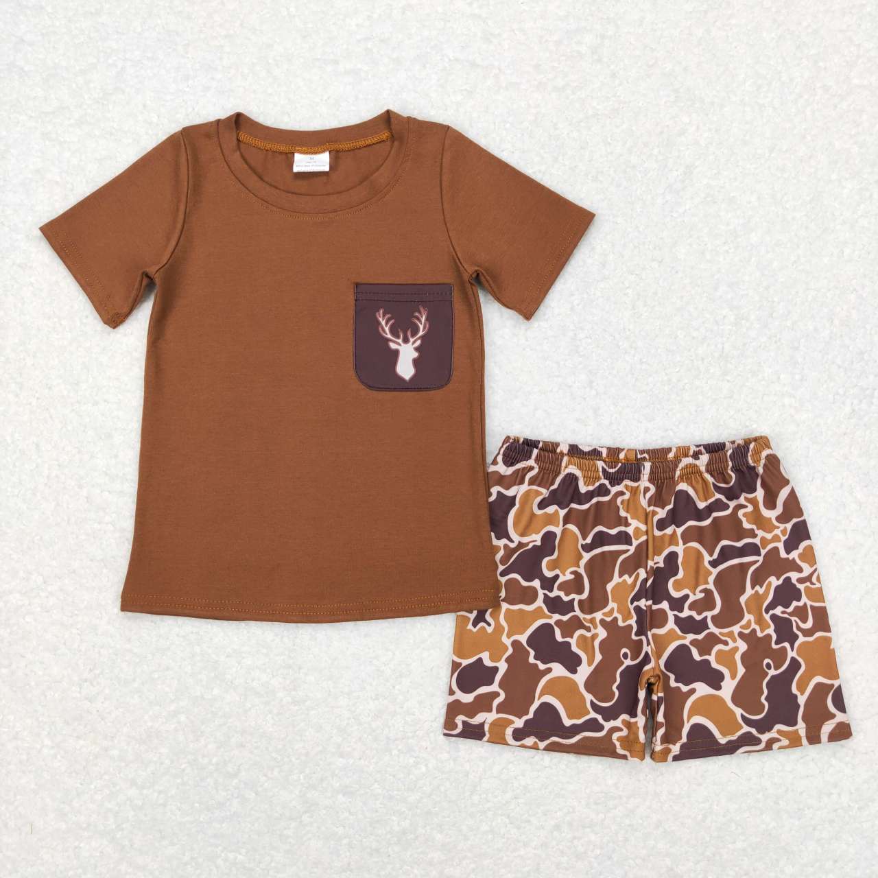 BSSO0302 Camo DEER BROWN short sleeve shorts boy summer outfit 20231121 RTS