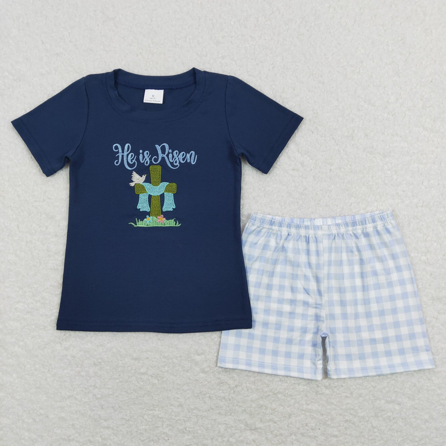 BSSO0319 RTS Easter risen cross shorts summer boy clothes outfit 202312