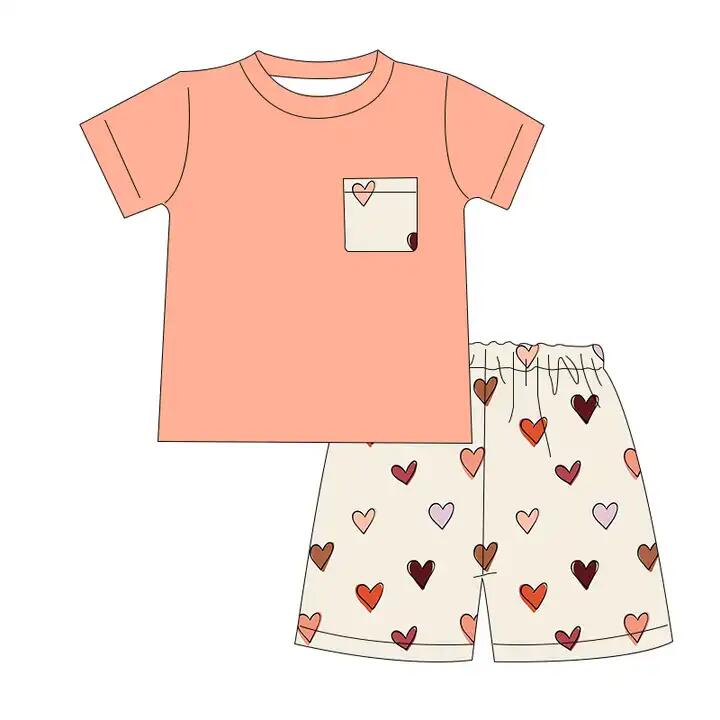 BSSO0412 western love short sleeve boy shorts outfit preorder 20231130