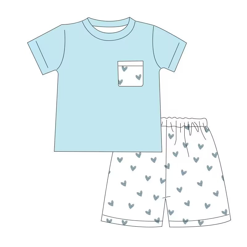 BSSO0413 western love short sleeve boy shorts outfit RTS 202401