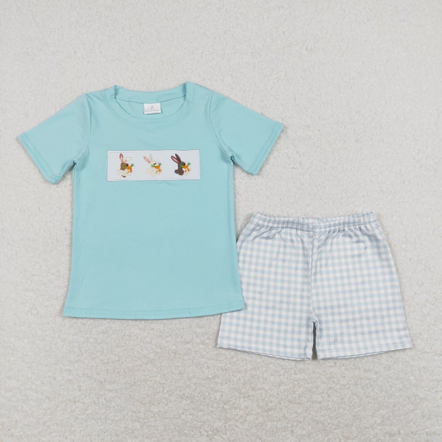 BSSO0414 western Embroidery easter bunny boy shorts outfit RTS 202401