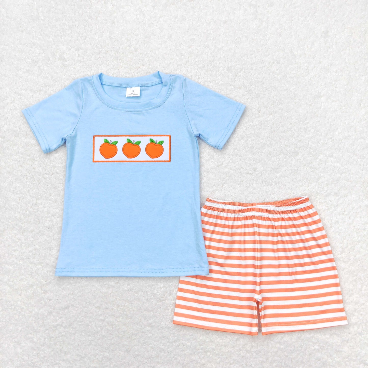 BSSO0417 Embroidery peach shorts boy summer outfit 202404 RTS