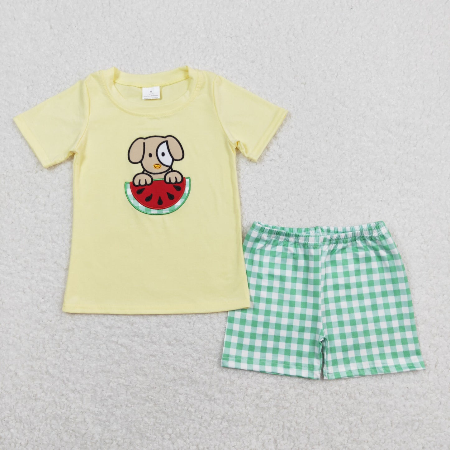 BSSO0446 western embroidery dog watermelon boy shorts outfit 202403