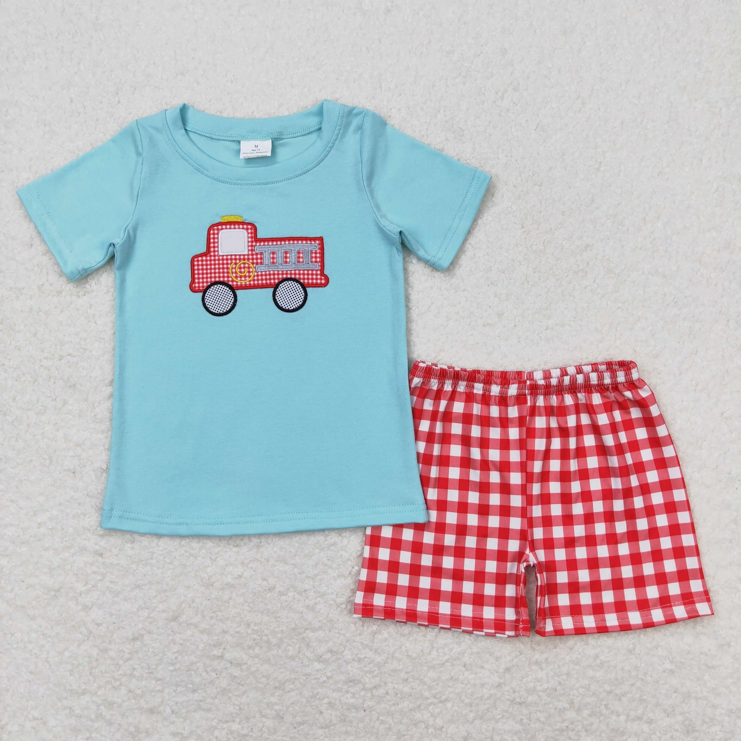 BSSO0549 RTS embroidery truck summer boy outfit RTS 202404 sibling