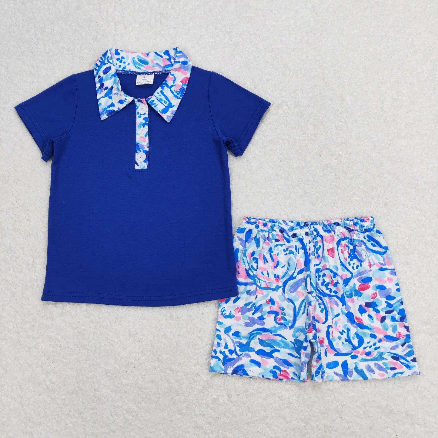 BSSO0673 blue grass shorts boy summer outfit 202404 RTS