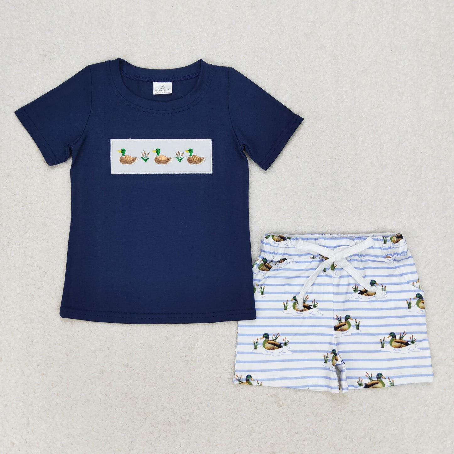 Embroidery duck Sibling BSSO0884 boy shorts outfit 202407 rts Sibling( Free shipping order $100+