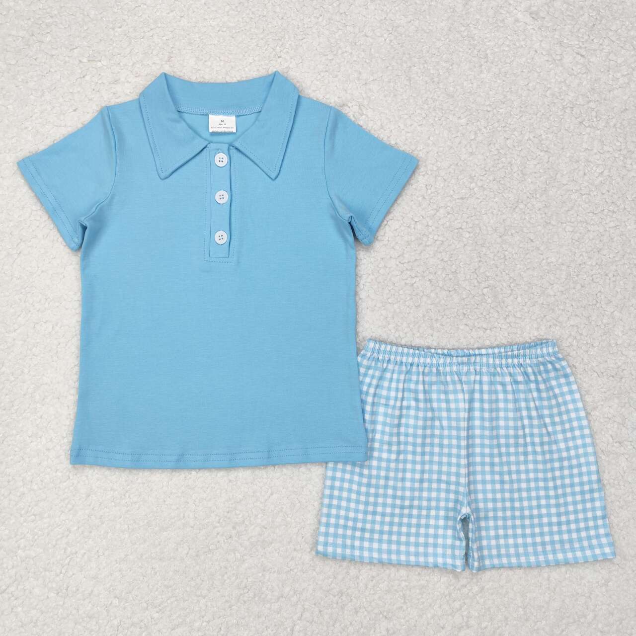blue cotton buttons collar BSSO0954 shorts boy summer outfit 202406 RTS