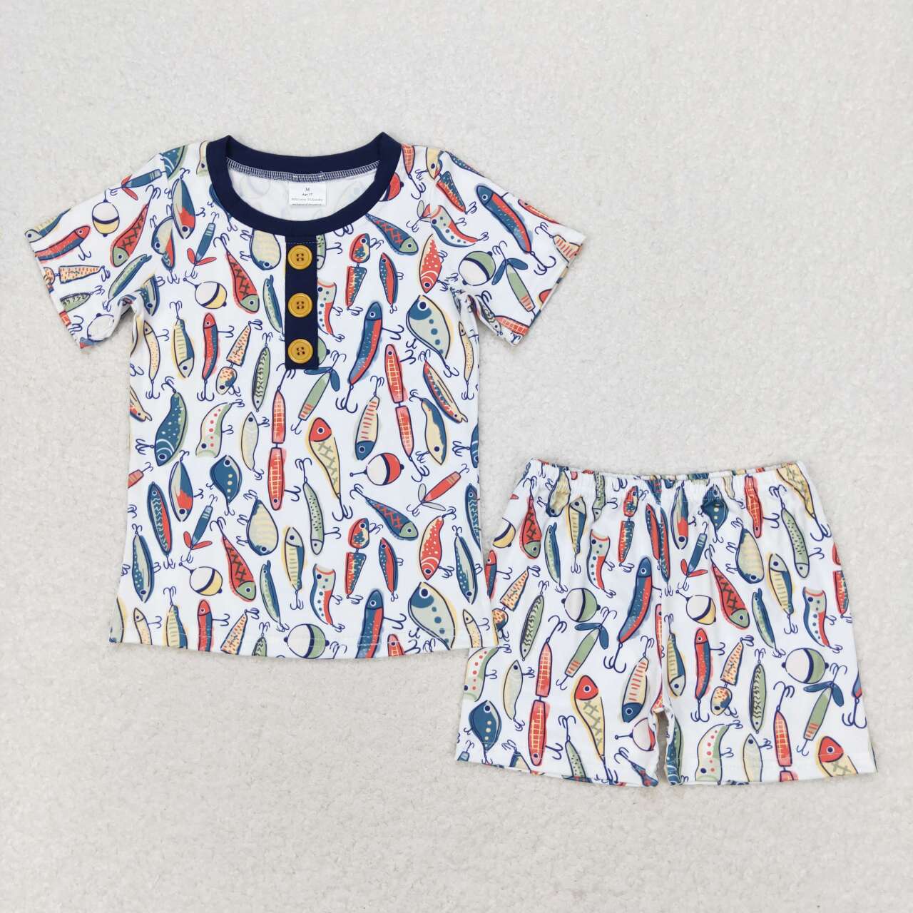 BSSO0987 western fish short sleeve boy pajamas shorts outfit 202406 RTS