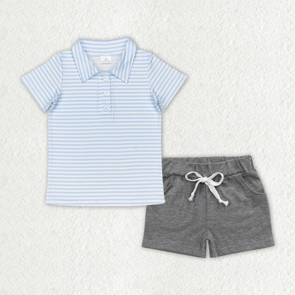 BSSO0999 组合 Blue cotton shorts boy summer outfit 202406 RTS