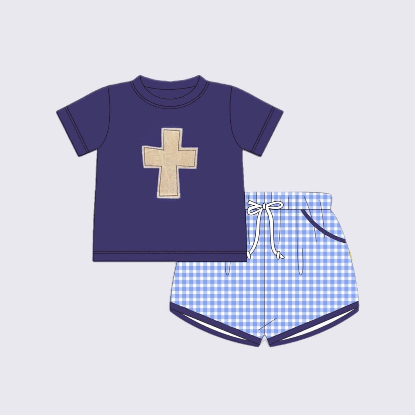 BSSO1006 Easter Cross Bunny boy summer outfit 202410 PREORDER