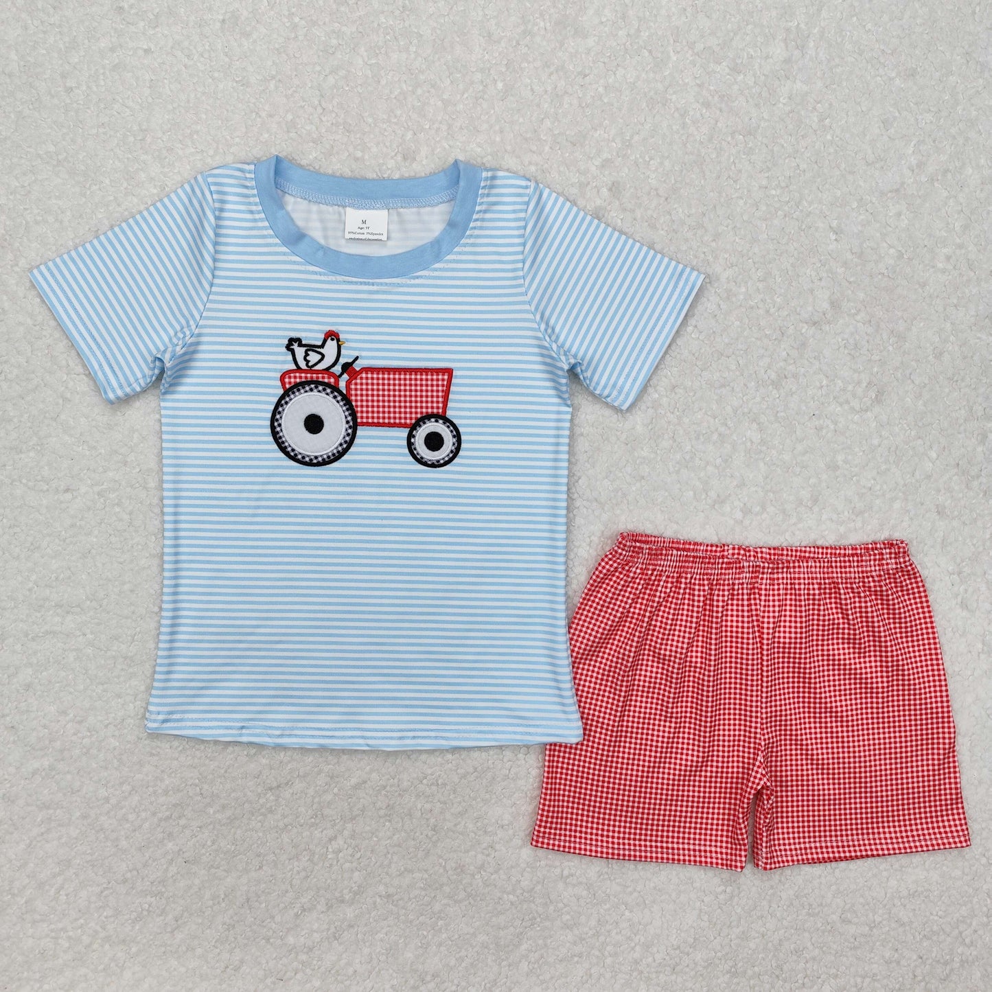 BSSO1172 embroidery chicken boy summer outfit 202501 RTS