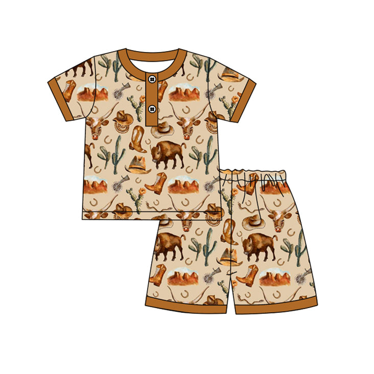 BSSO1236 western boots boy summer pajamas outfit 202412 preorder