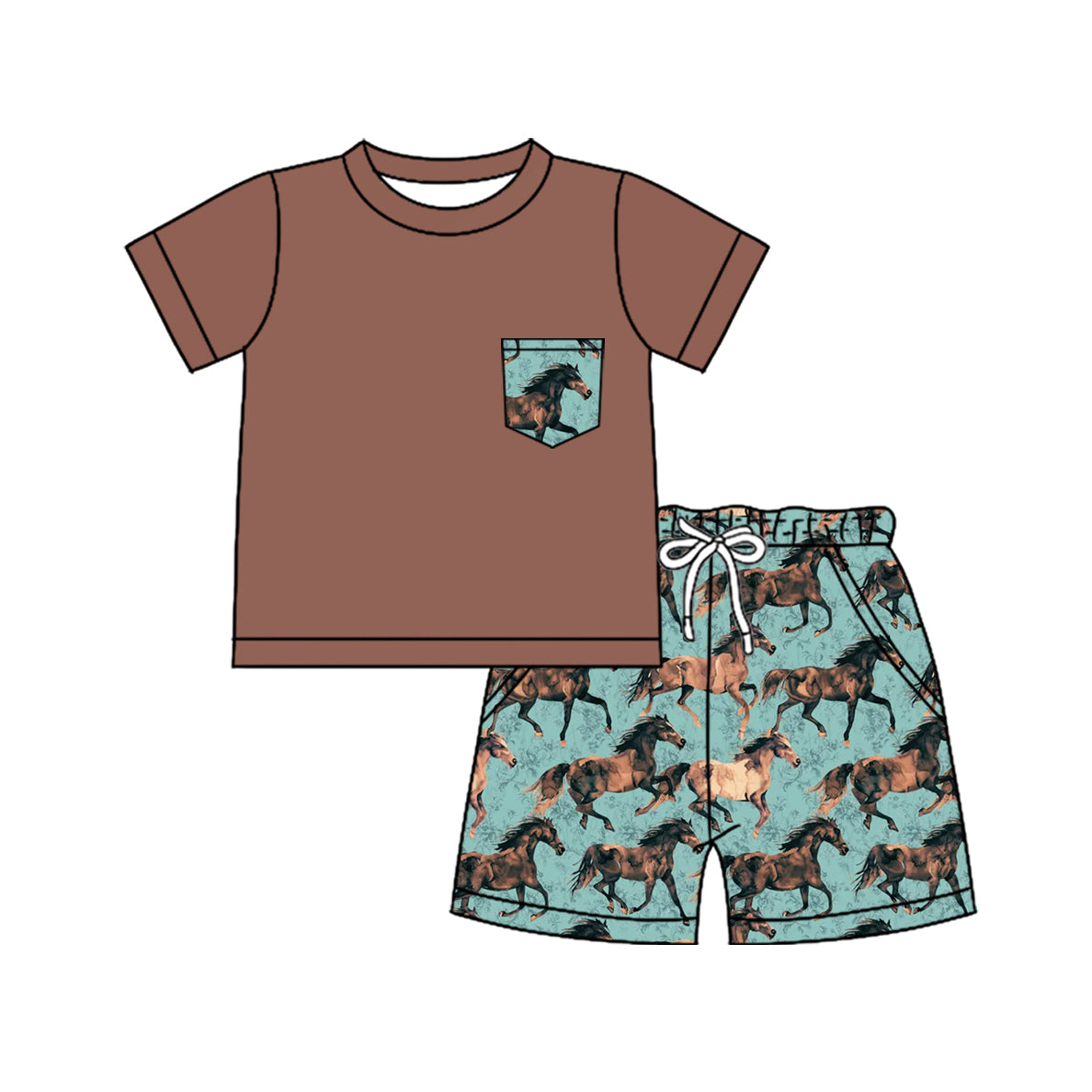 BSSO1321 horse western boy summer outfit 202502 preorder