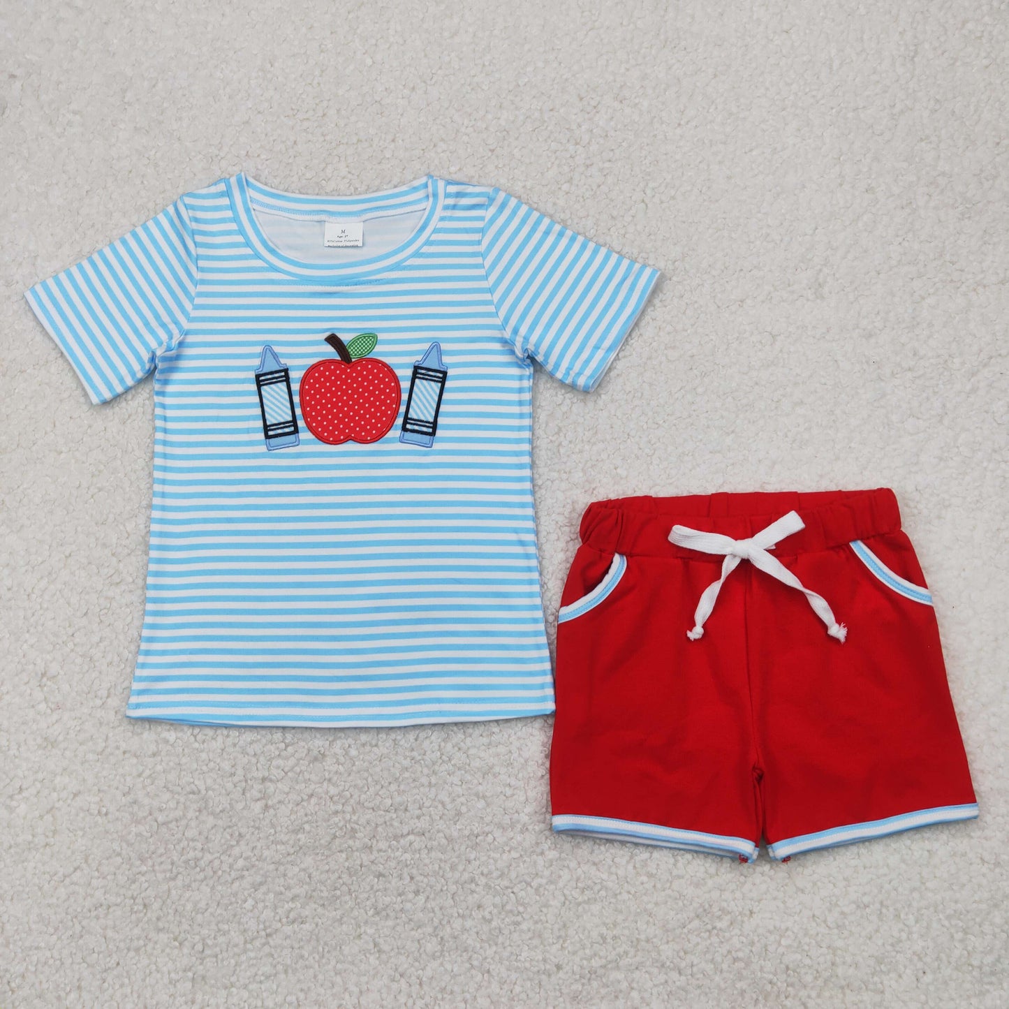 BSSO1328 Embroidery back to school pencil boy summer outfit 202504 RTS