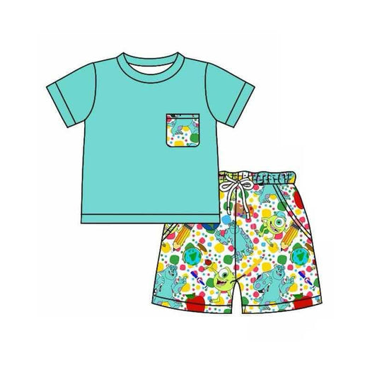 BSSO1362  preorder pencil western cartoon animal short sleeve shorts boy summer outfit 202502