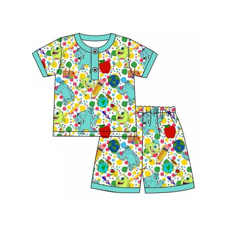 BSSO1363  preorder pencil western cartoon animal short sleeve shorts boy summer outfit 202502