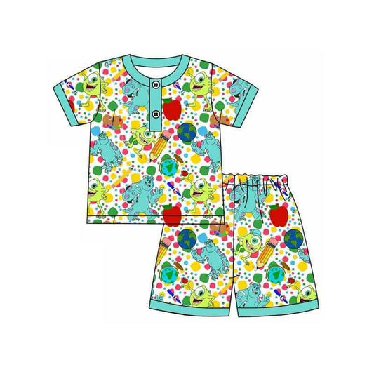 BSSO1363  preorder pencil western cartoon animal short sleeve shorts boy summer outfit 202502