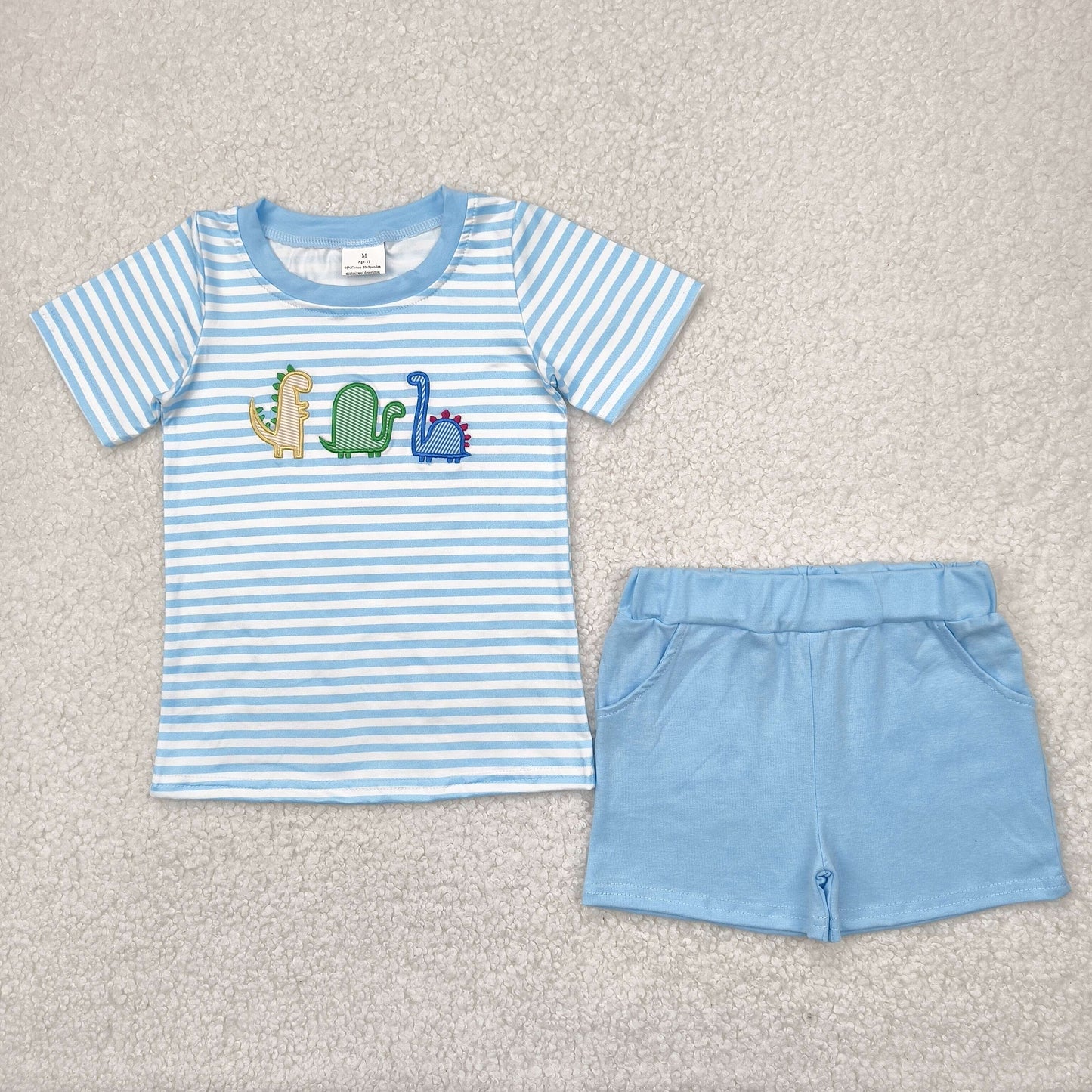 BSSO1375  embroidery  dinosaur boy summer outfit 202504 RTS