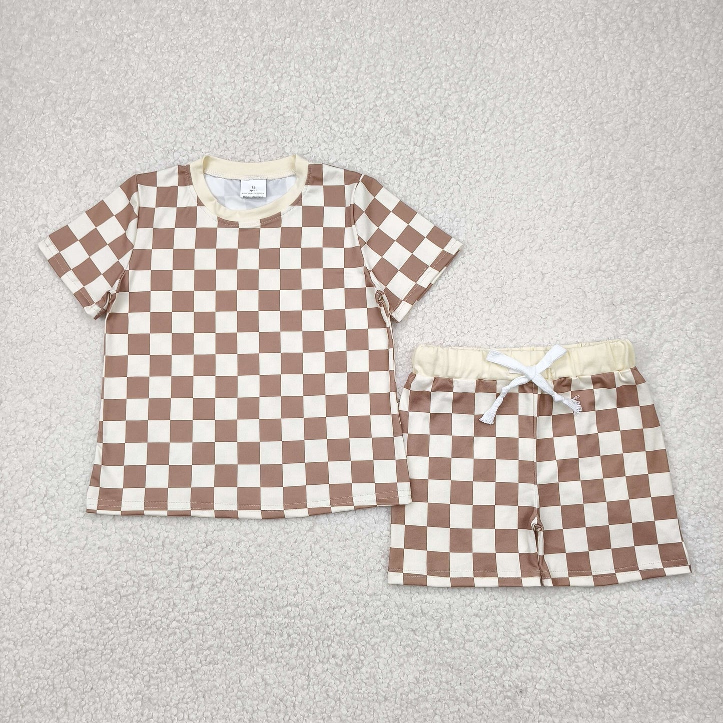 BSSO1422 Checkerboard boy summer outfit 202504  RTS