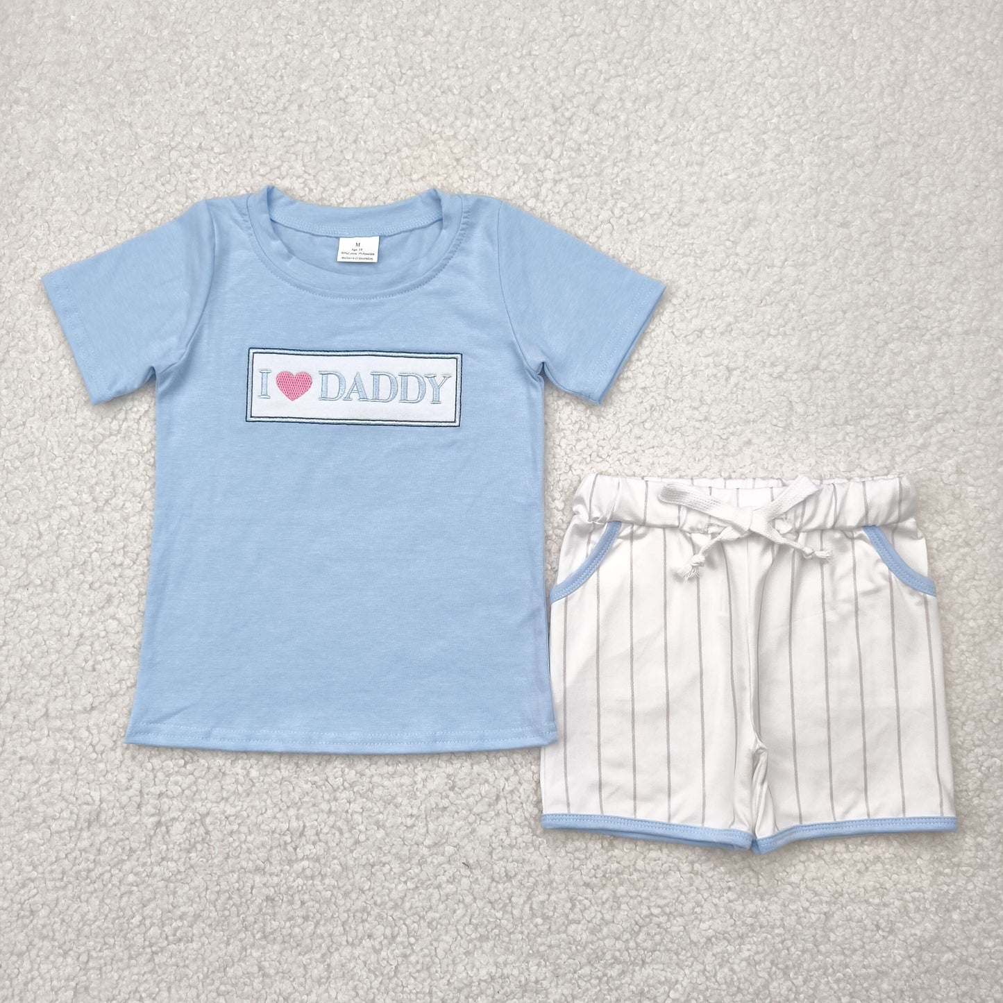 BSSO1434 Embroidery love DAD western short boy summer outfit 202504 RTS