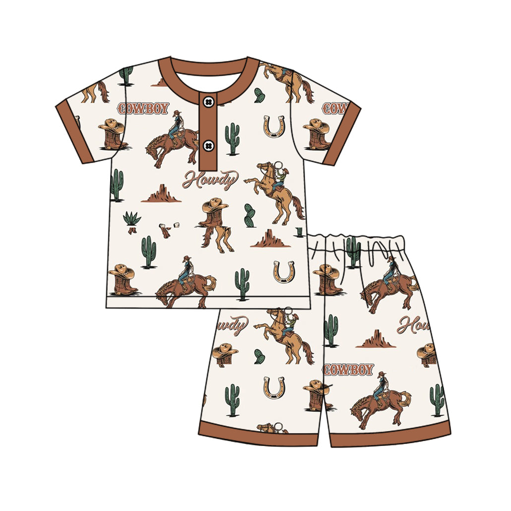 BSSO1450 preorder western cowboy boy summer pajamas outfit 202503
