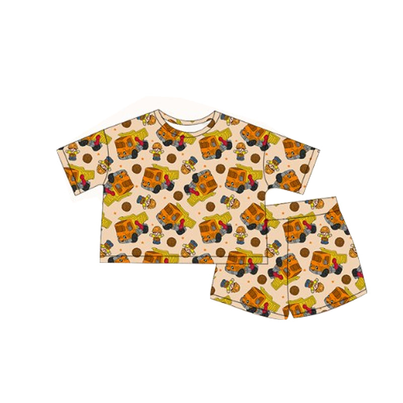 BSSO1453 preorder western truck cartoon boy summer pajamas outfit 202503
