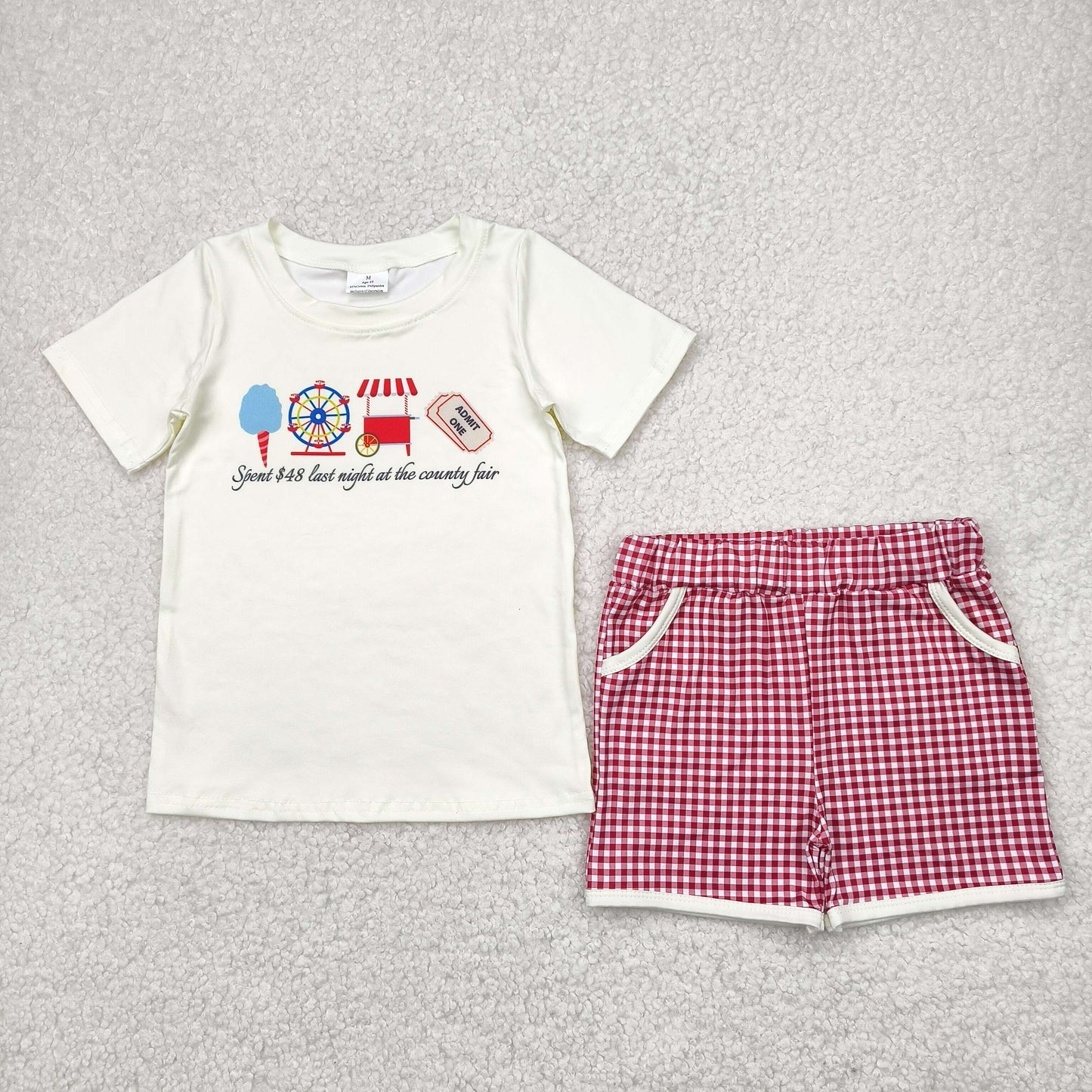 BSSO1468 48hours 4th july plaid checkerboard boy summer outfit 202504 RTS