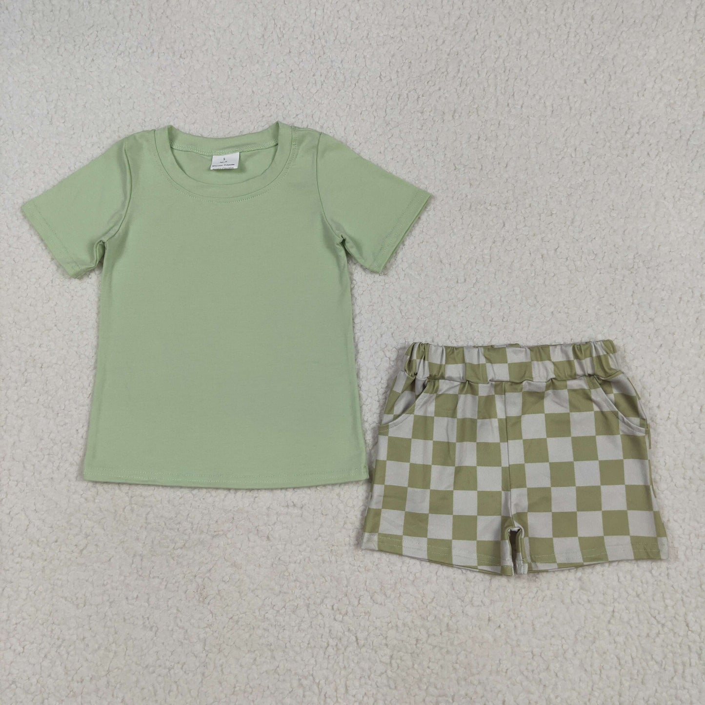 BSSO1470 checkerboard boy summer outfit 202505 RTS