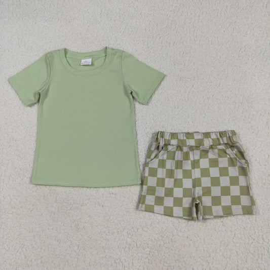 BSSO1470   checkerboard boy summer outfit 202505 RTS