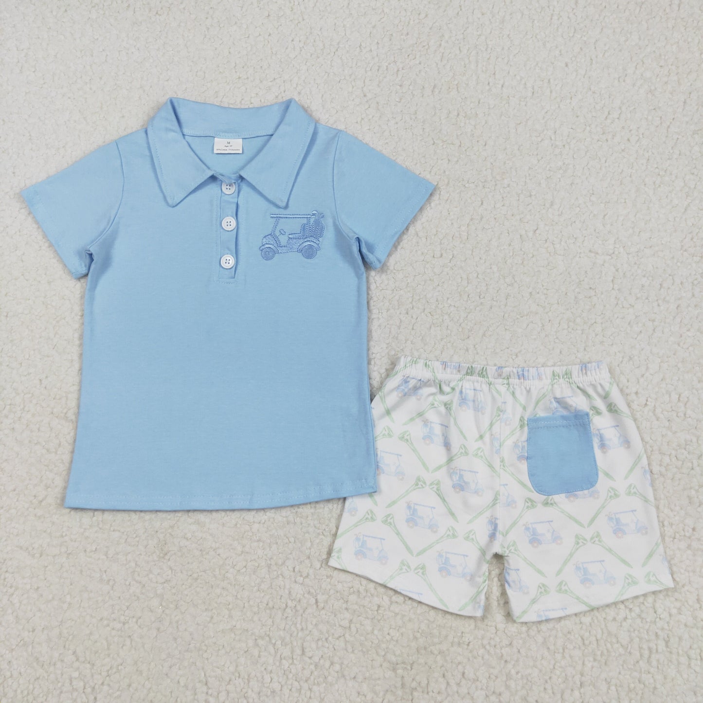 BSSO1494 embroidery golf  boy western short boy summer outfit 202505 RTS